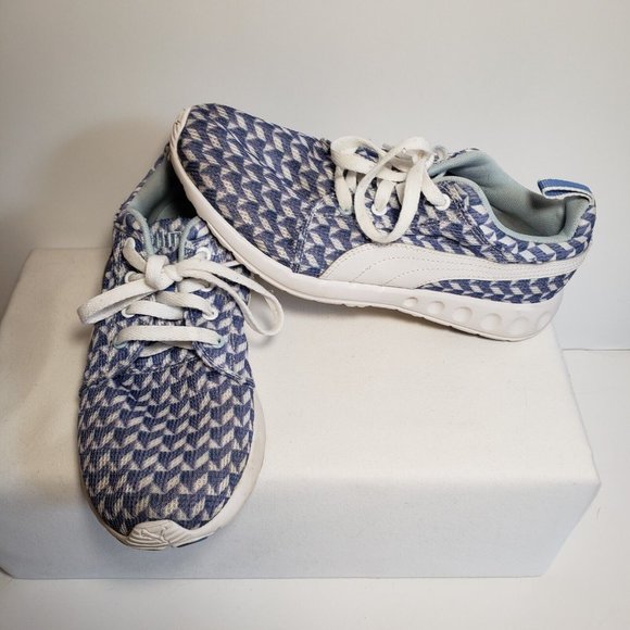PUMA CARSON WOMEN'S RUNNER GLITCH SNEAKER BLUE & WHITE sz 8 ATHLETIC SHOE - Picture 1 of 9